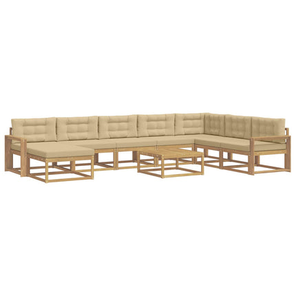 Utomhussoffset 9 pcs Vit och Beige