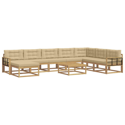 Utomhussoffset 9 pcs Vit och Beige