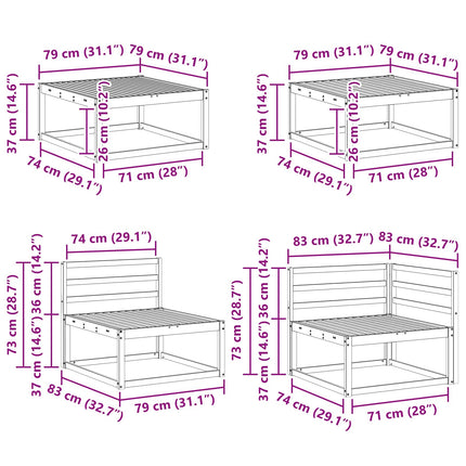 Utomhussoffset 9 pcs Vit Massivt Akaciaträ