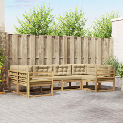 Utomhussoffset med kudde 6 pcs Vit och Beige