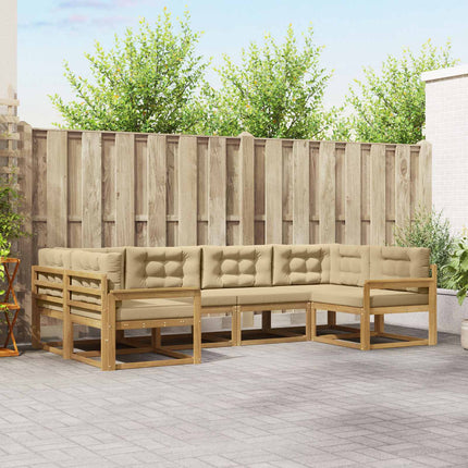 Utomhussoffset med kudde 6 pcs Vit och Beige