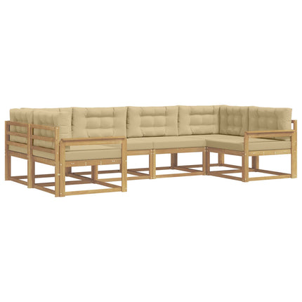 Utomhussoffset med kudde 6 pcs Vit och Beige