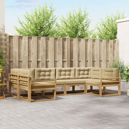 Utomhussoffset med kudde 6 pcs Vit och Beige