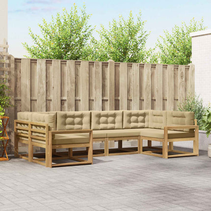 Utomhussoffset med kudde 6 pcs Vit och Beige