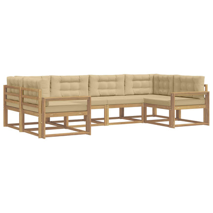 Utomhussoffset med kudde 6 pcs Vit och Beige