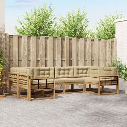 Utomhussoffset med kudde 6 pcs Vit och Beige