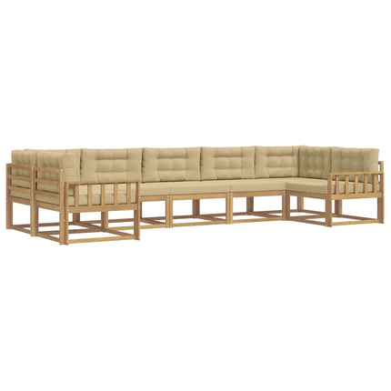 Utomhussoffset med kudde 7 pcs Vit och Beige