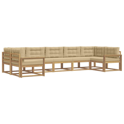 Utomhussoffset med kudde 7 pcs Vit och Beige