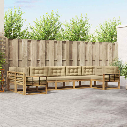 Utomhussoffset med kudde 7 pcs Vit och Beige