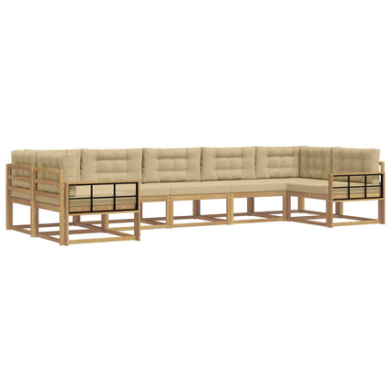 Utomhussoffset med kudde 7 pcs Vit och Beige