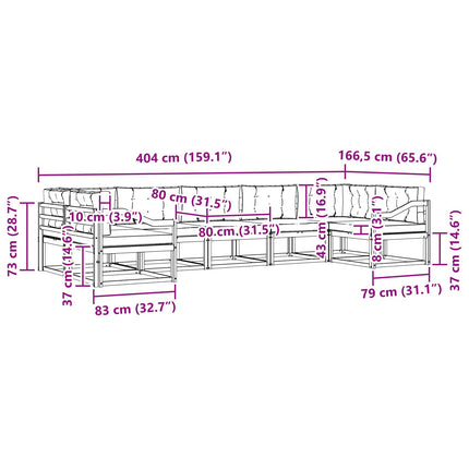 Utomhussoffset med kudde 7 pcs Vit och grädde