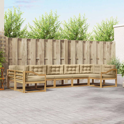 Utomhussoffset med kudde 7 pcs Vit och Beige