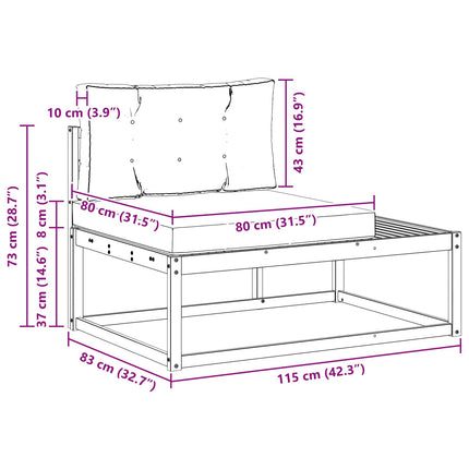 Utomhussoffset med kudde Vit 230,5 x 83 x 73 cm Polyester