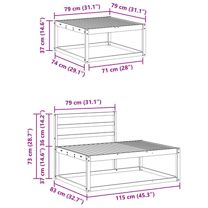 Utomhussoffset Vit 79 x 79 x 37 cm Massivt Akaciaträ