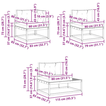 Utomhussoffset med kudde Vit 277,5 x 198,5 x 73 cm Polyester