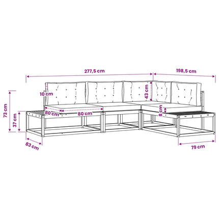 Utomhussoffset med kudde Vit 277,5 x 198,5 x 73 cm Polyester