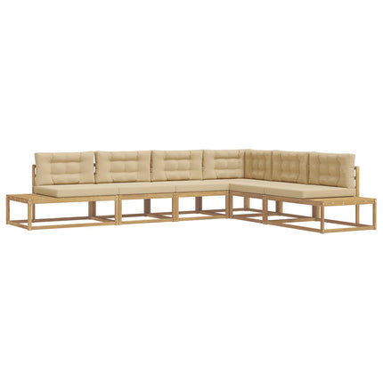 Utomhussoffset 6 st Vit och Beige Polyester