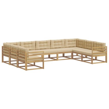 Utomhussoffset med kudde 9 pcs Vit och Beige