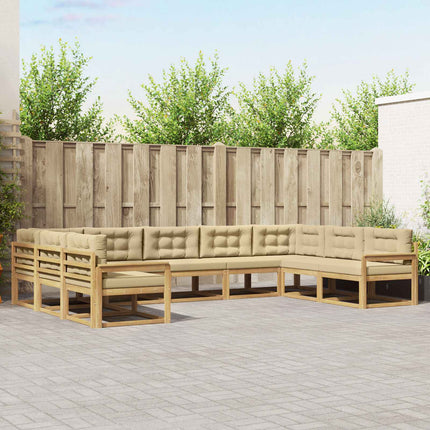 Utomhussoffset med kudde 9 pcs Vit och Beige