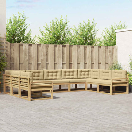 Utomhussoffset med kudde 9 pcs Vit och Beige