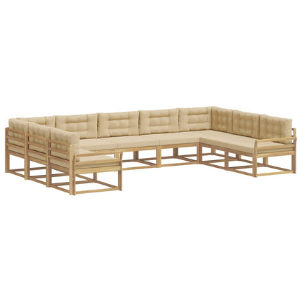 Utomhussoffset med kudde 9 pcs Vit och Beige