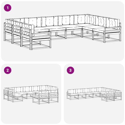 Utomhussoffset med kudde 9 pcs Vit och Beige