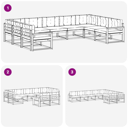 Utomhussoffset med kudde 9 pcs Vit och antracit
