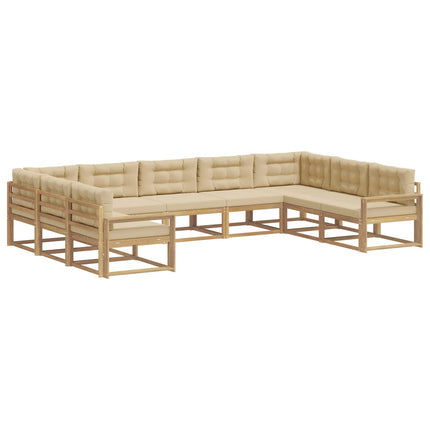 Utomhussoffset med kudde 9 pcs Vit och Beige