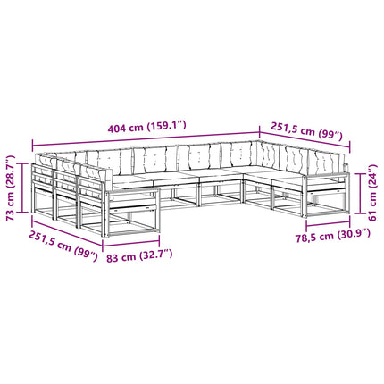 Utomhussoffset med kudde 9 pcs Vit och Beige