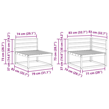 Utomhussoffset 9 pcs Vit 404 x 247,5 x 73 cm Massivt Akaciaträ