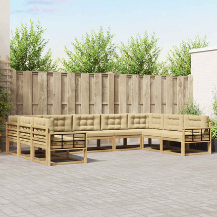 Utomhussoffset med kudde 9 pcs Vit och Beige