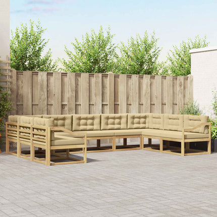 Utomhussoffset med kudde 9 pcs Vit och Beige