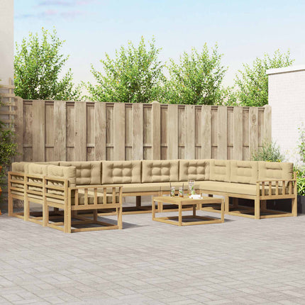 Utomhussoffset med kudde 10 pcs Vit och Beige