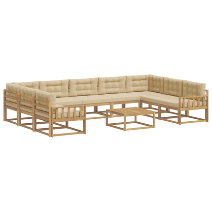 Utomhussoffset med kudde 10 pcs Vit och Beige