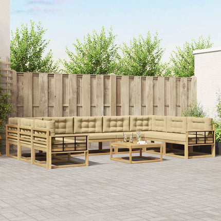 Utomhussoffset med kudde 10 pcs Vit och Beige