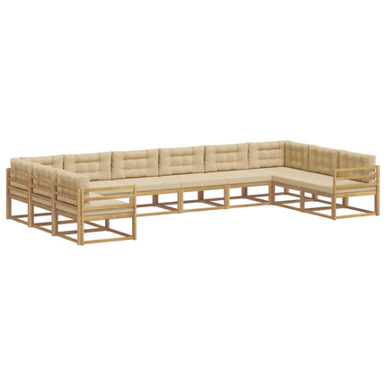 Utomhussoffset med kudde 10 pcs Vit och Beige