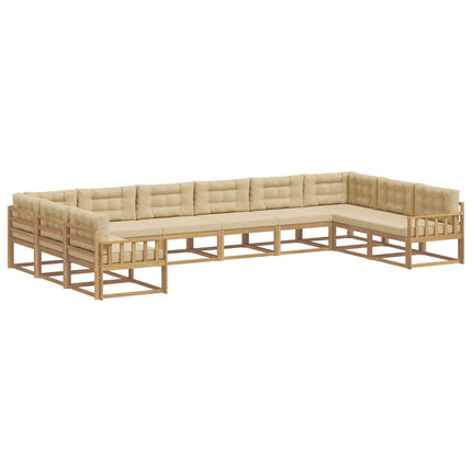 Utomhussoffset med kudde 10 pcs Vit och Beige