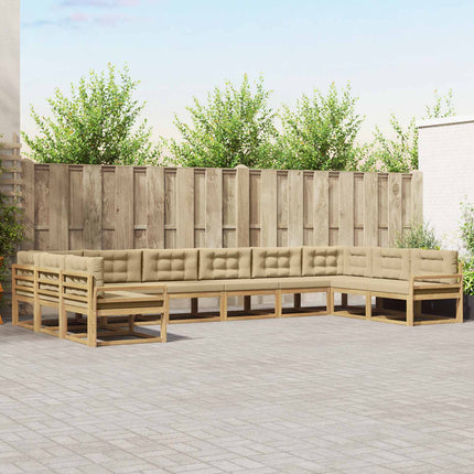 Utomhussoffset med kudde 10 pcs Vit och Beige