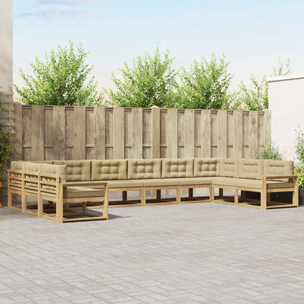 Utomhussoffset med kudde 10 pcs Vit och Beige