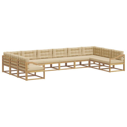 Utomhussoffset med kudde 10 pcs Vit och Beige