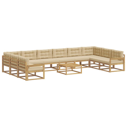 Utomhussoffset med kudde 11 pcs Vit och Beige