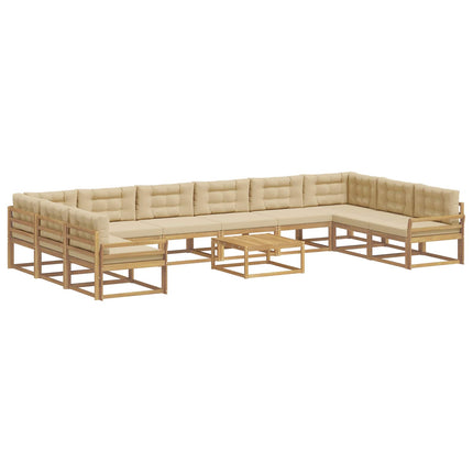 Utomhussoffset med kudde 11 pcs Vit och Beige