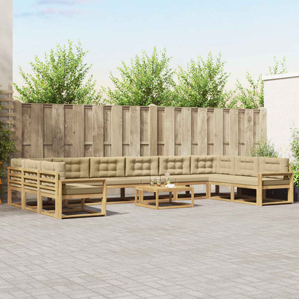Utomhussoffset med kudde 11 pcs Vit och Beige