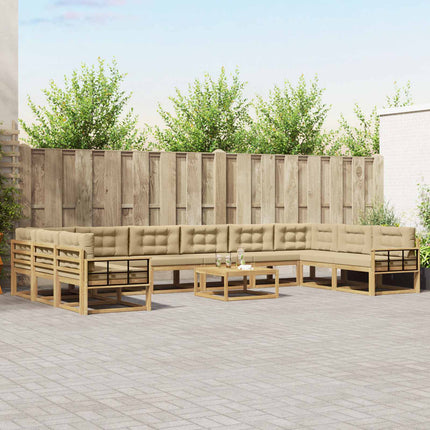 Utomhussoffset med kudde 11 pcs Vit och Beige