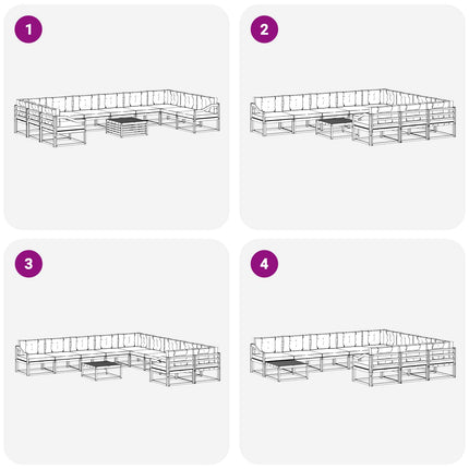 Utomhussoffset med kudde 11 pcs Vit och Beige