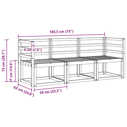 Utomhussoffset 3 pcs Vit 185,5 x 63 x 73 cm Massivt Akaciaträ
