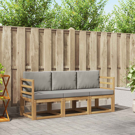 Utomhussoffset 3 pcs Vit och ljusgrå 185,5 x 63 x 73 cm