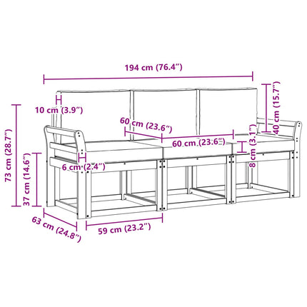 Utomhussoffset 3 pcs