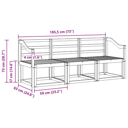 Utomhussoffset 3 pcs Vit 185,5 x 63 x 73 cm Massivt Akaciaträ