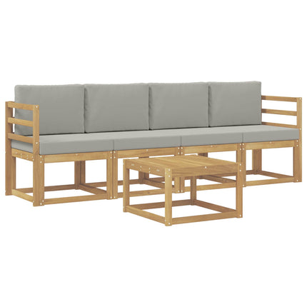 Utomhussoffset 5 pcs Vit och ljusgrå 59 x 59 x 37 cm Polyester
